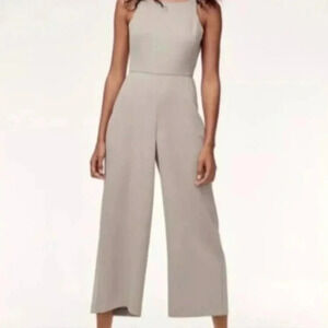 Aritzia Wilfred Ecoulement Jumpsuit V-Neck  Tie Waist Cut Out Wide Leg Pockets.